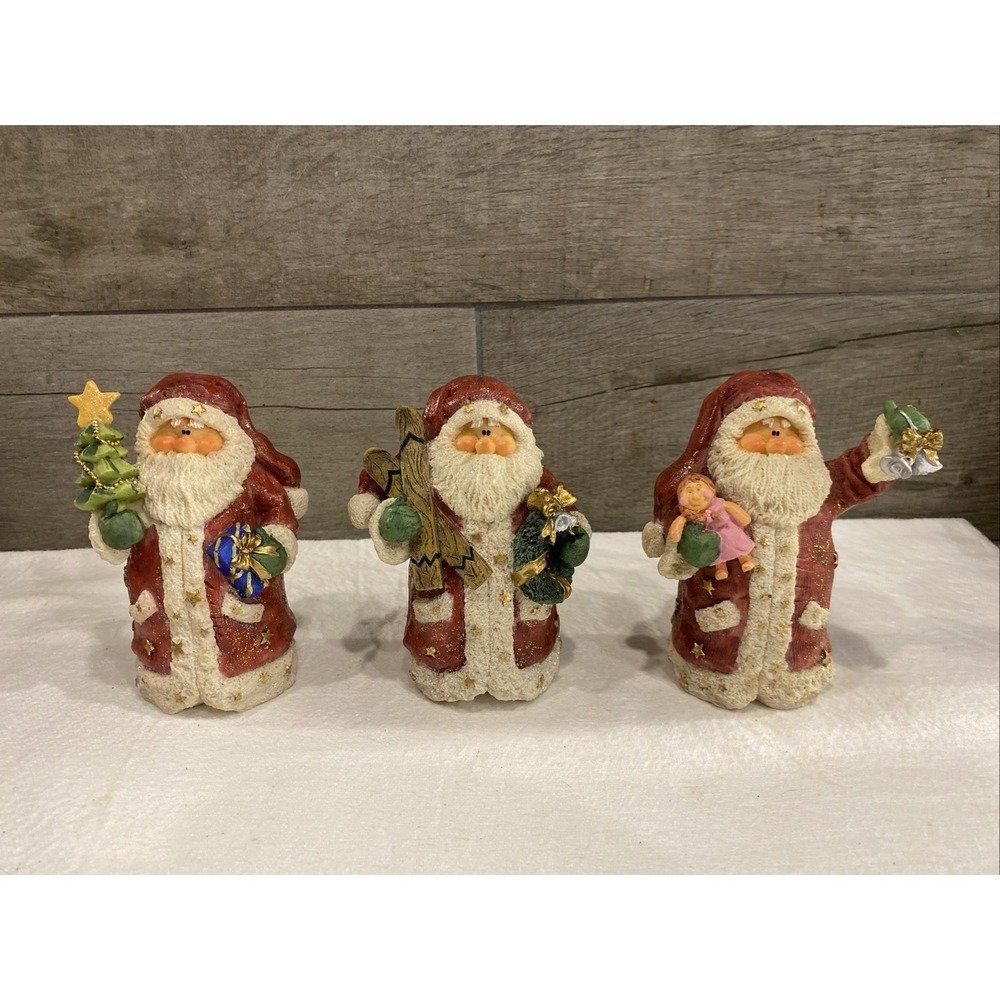 Set Of‎ 3 Vintage 2002 Home Interior Santa Figurines